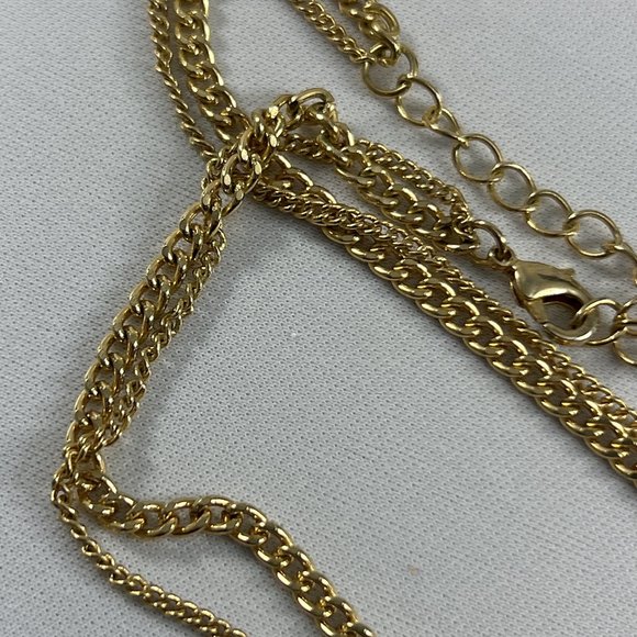 Bright Spring Colors Gold Tone Bib Necklace Double Chain Rhinestones 17-20" - Picture 9 of 11